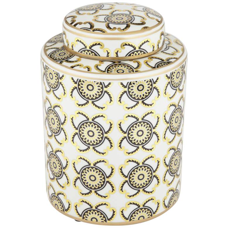 Image 1 Beka White and Gold 11" High Decorative Jar with Lid