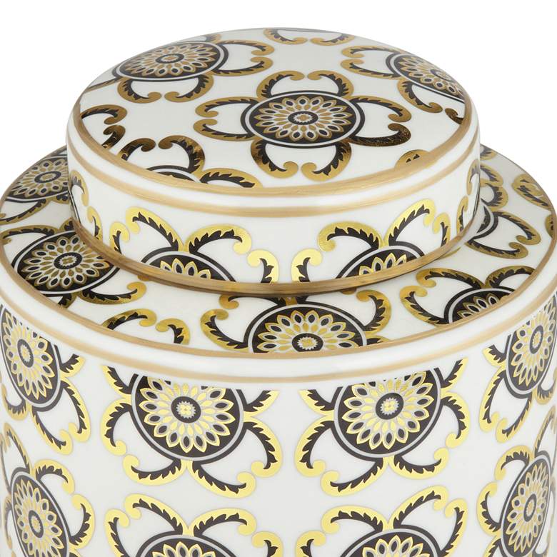 Image 2 Beka White and Gold 11" High Decorative Jar with Lid more views
