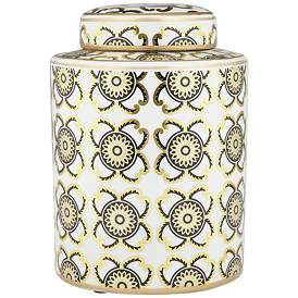 Image3 of Beka White and Gold 11" High Decorative Jar with Lid more views