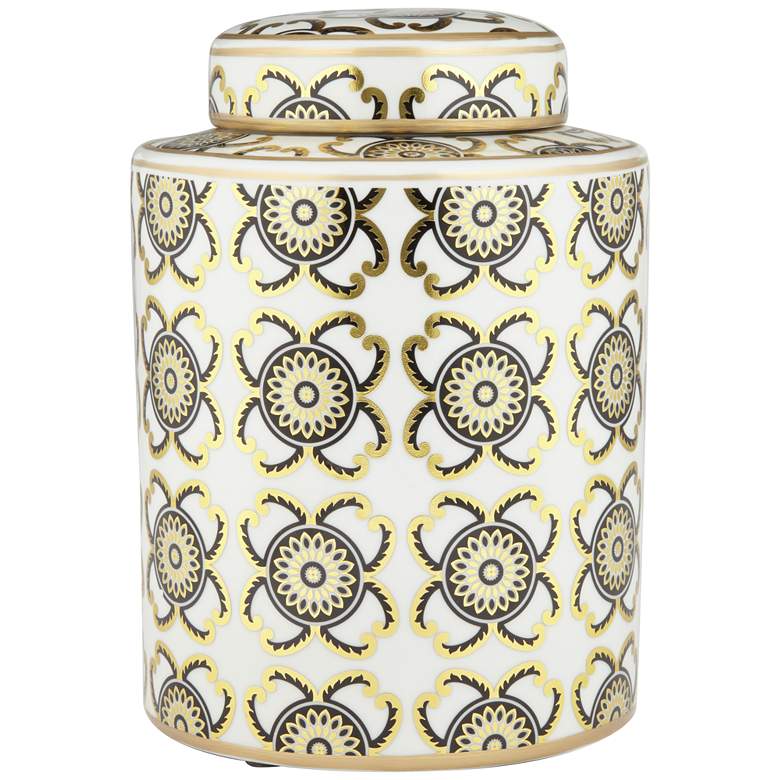 Image 3 Beka White and Gold 11" High Decorative Jar with Lid more views