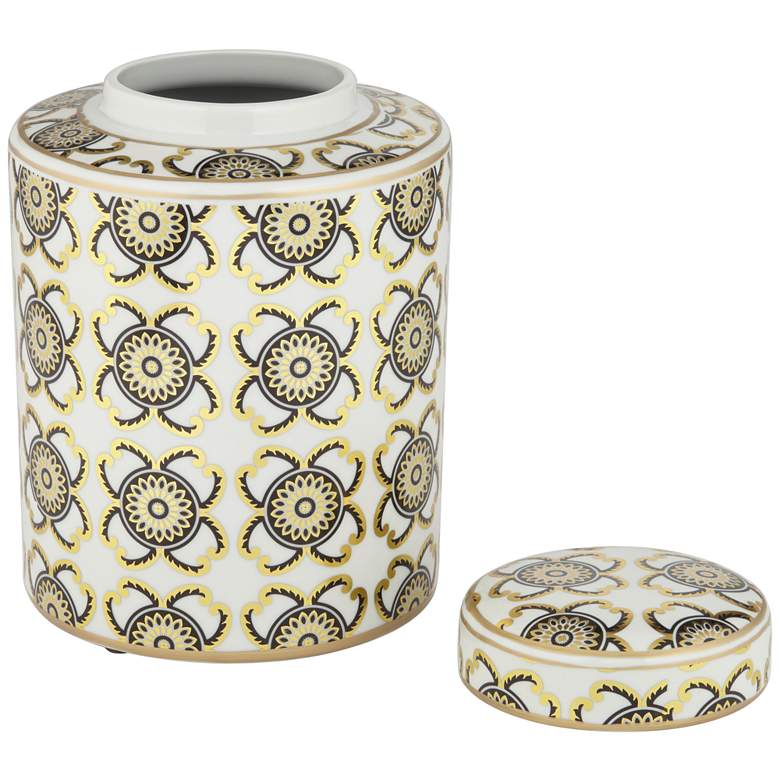 Image 4 Beka White and Gold 11 inch High Decorative Jar with Lid more views