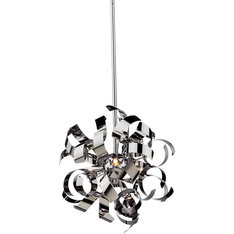 Image 1 Belair 12 1/2 inchW Leafy Chrome Round 3-Light Pendant