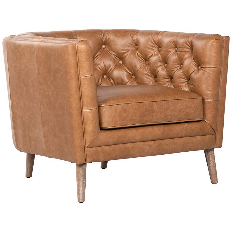 Image 1 Belair Mid-Century Sonoma Butterscotch Leather and Parawood Chair