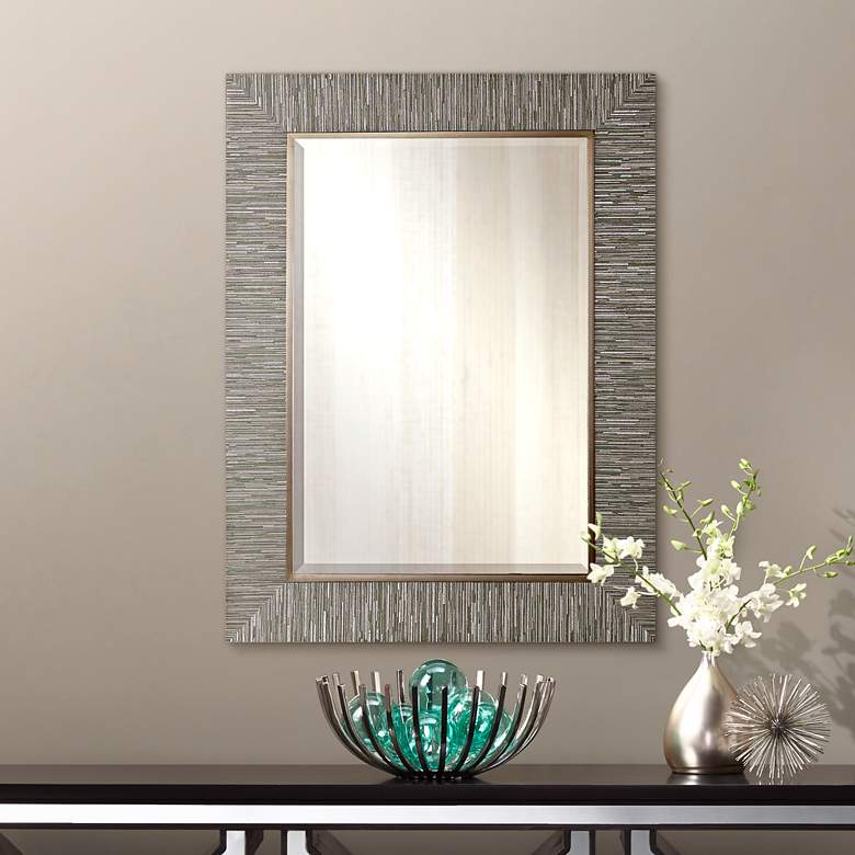 Image 1 Belaya Textured Stripe 28 inch x 38 inch Rectangle Wall Mirror