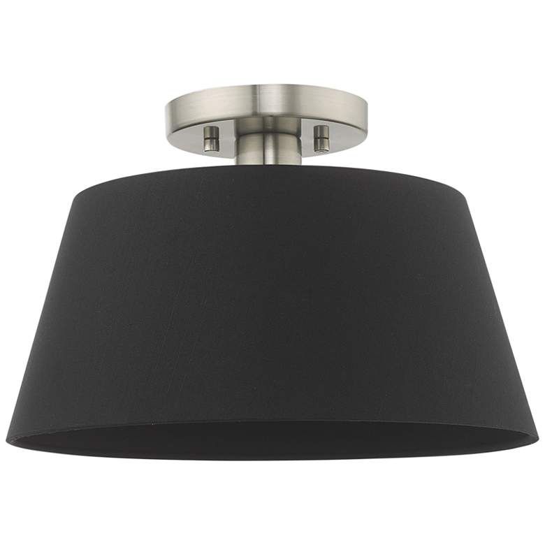 Image 2 Belclaire 13" Wide Brushed Nickel and Black Shade Ceiling Light