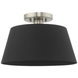 Belclaire 13" Wide Brushed Nickel and Black Shade Ceiling Light