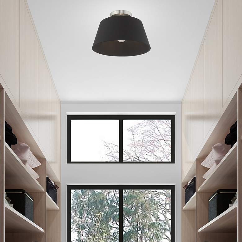 Image 4 Belclaire 13" Wide Brushed Nickel and Black Shade Ceiling Light more views