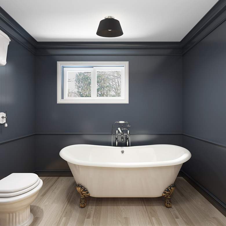 Image 5 Belclaire 13" Wide Brushed Nickel and Black Shade Ceiling Light more views