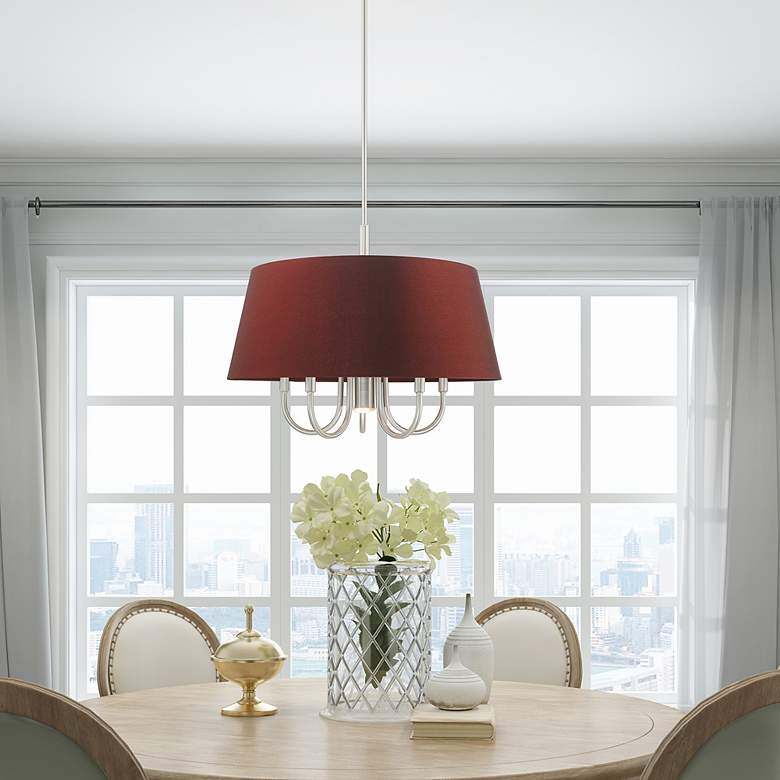 Image 1 Belclaire 6 Light Brushed Nickel Pendant Chandelier