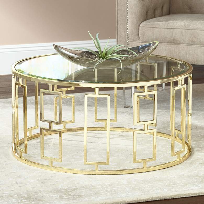 Image 1 Belesi Gold Round Coffee Table