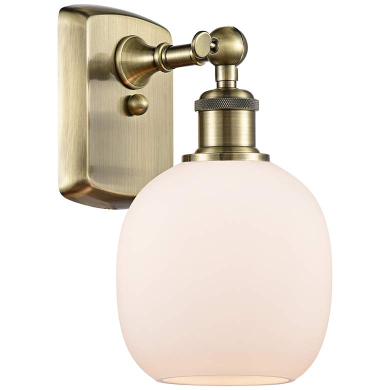 Image 1 Belfast 11" High Antique Brass Sconce w/ Matte White Shade