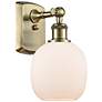 1_Belfast 11" High Antique Brass Sconce w/ Matte White Shade