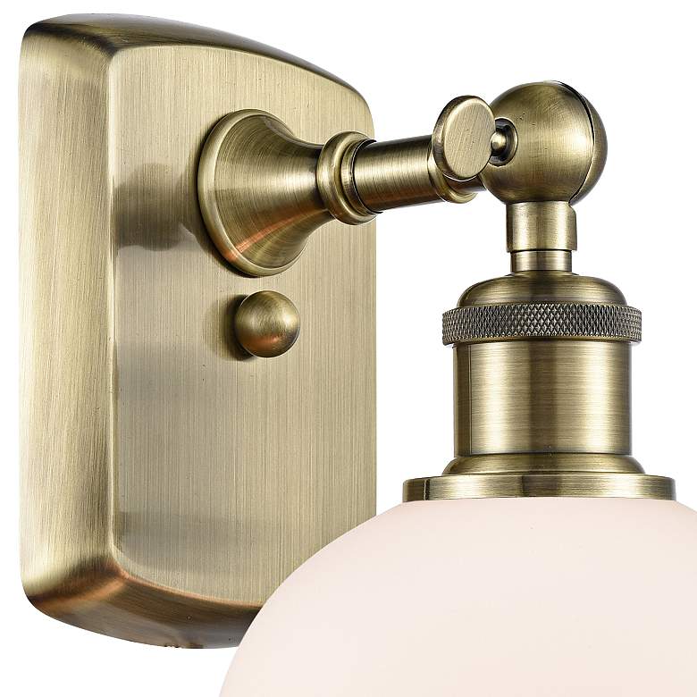 Image 2 Belfast 11" High Antique Brass Sconce w/ Matte White Shade more views