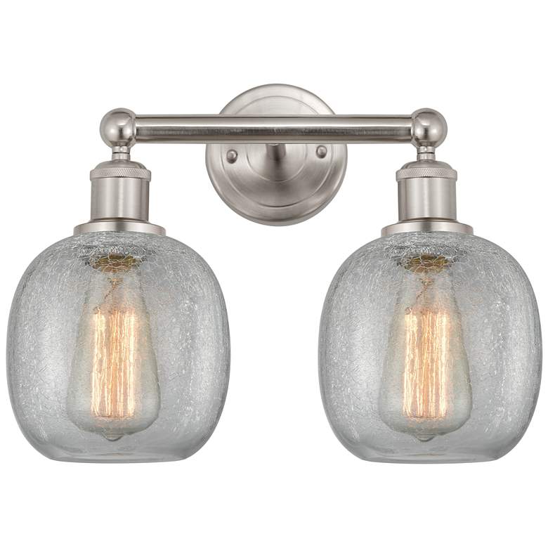 Image 1 Belfast 15" 2-Light Brushed Satin Nickel Bath Light w/ Clear Crackle S