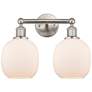 Belfast 15" 2-Light Brushed Satin Nickel Bath Light w/ Matte White Sha