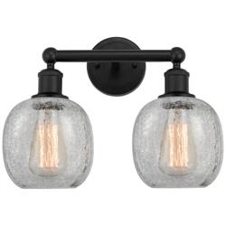 Belfast 15" 2-Light Matte Black Bath Light w/ Clear Crackle Shade