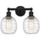 Belfast 15" 2-Light Matte Black Bath Light w/ Deco Swirl Shade