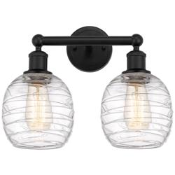 Belfast 15" 2-Light Matte Black Bath Light w/ Deco Swirl Shade