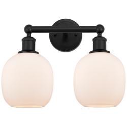 Belfast 15" 2-Light Matte Black Bath Light w/ Matte White Shade