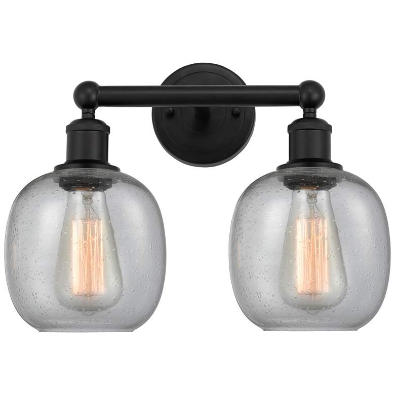 Image 1 Belfast 15" 2-Light Matte Black Bath Light w/ Seedy Shade
