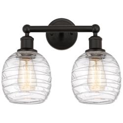 Belfast 15" 2-Light Oil Rubbed Bronze Bath Light w/ Deco Swirl Shade