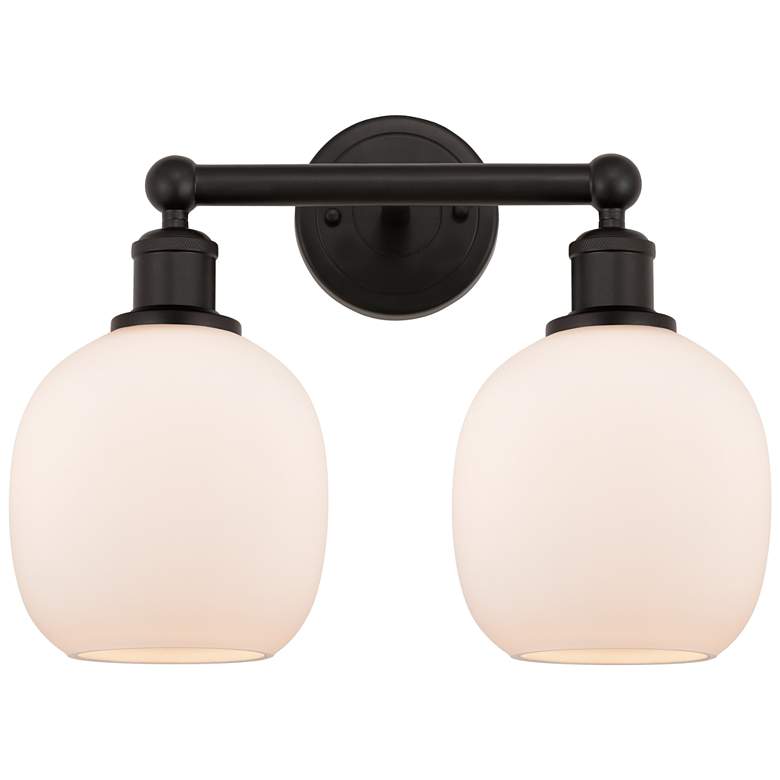 Image 1 Belfast 15" 2-Light Oil Rubbed Bronze Bath Light w/ Matte White Shade