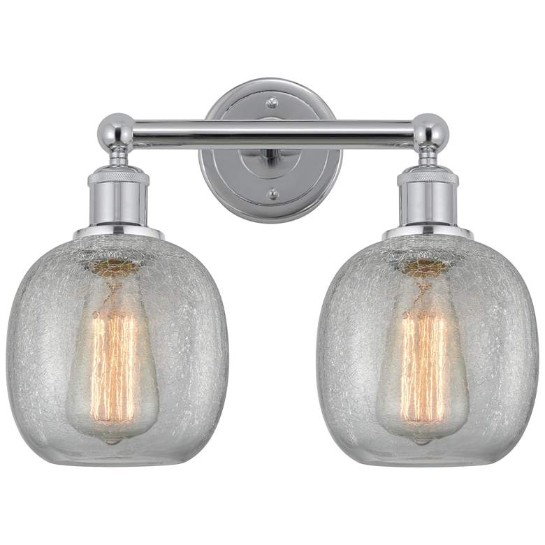 Image 1 Belfast 15" 2-Light Polished Chrome Bath Light w/ Clear Crackle Shade