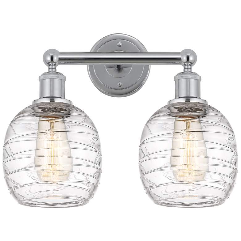 Image 1 Belfast 15" 2-Light Polished Chrome Bath Light w/ Deco Swirl Shade
