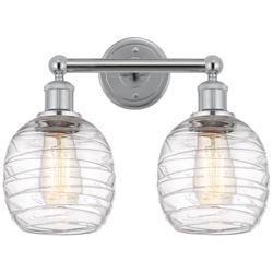 Belfast 15" 2-Light Polished Chrome Bath Light w/ Deco Swirl Shade