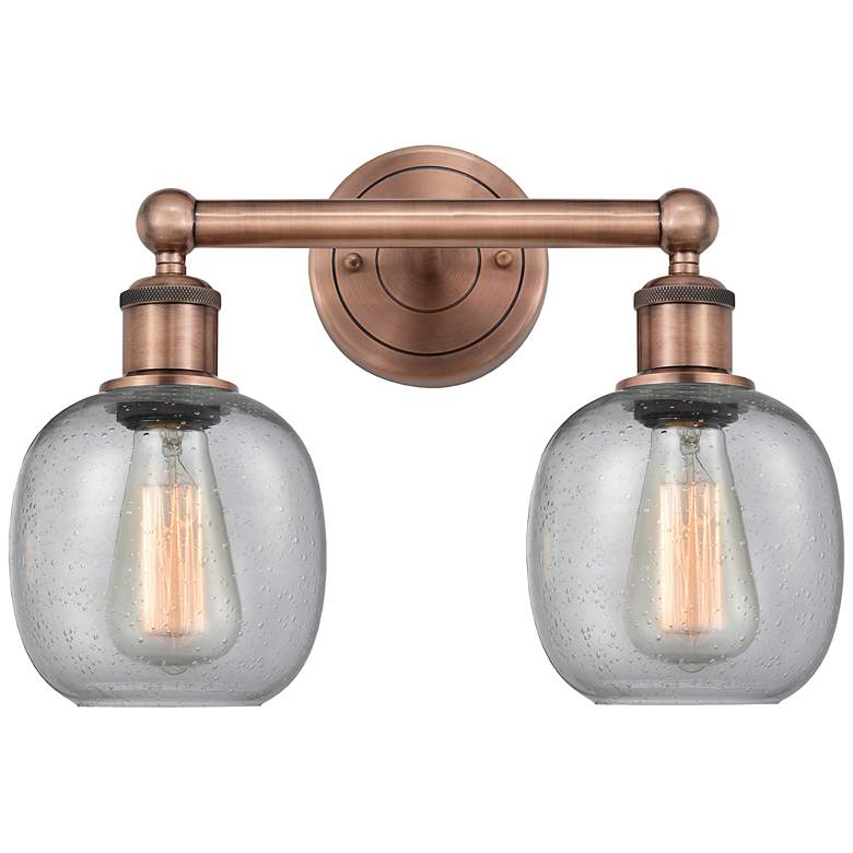 Image 1 Belfast 15" Wide 2 Light Antique Copper Bath Vanity Light With Seedy S