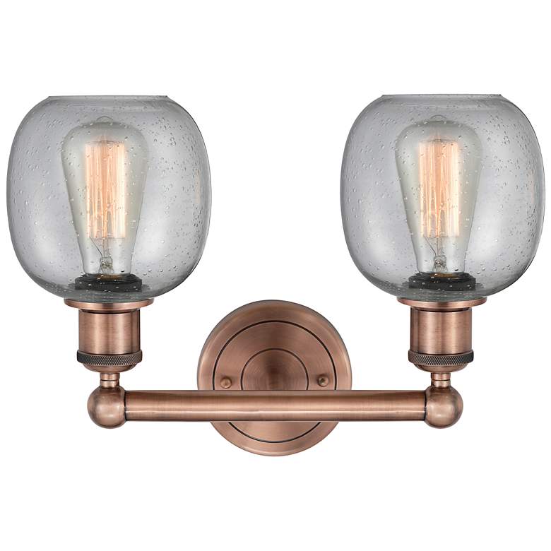 Image 3 Belfast 15" Wide 2 Light Antique Copper Bath Vanity Light With Seedy S more views