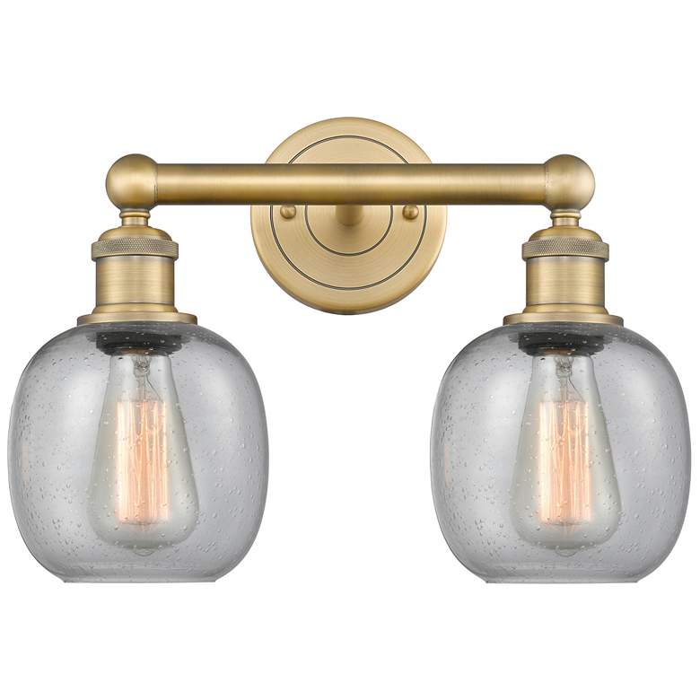 Image 1 Belfast 15" Wide 2 Light Brushed Brass Bath Vanity Light With Seedy Sh