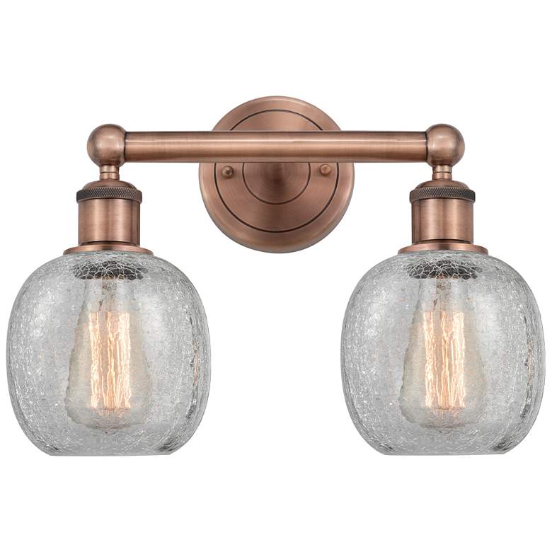 Image 1 Belfast 15"W 2 Light Antique Copper Bath Light With Clear Crackle Shad