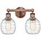 Belfast 15"W 2 Light Antique Copper Bath Vanity Light With Deco Swirl