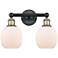 Belfast 15"W 2 Light Black Antique Brass Bath Vanity Light With White