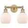 Belfast 15"W 2 Light Brushed Brass Bath Vanity Light With Matte White