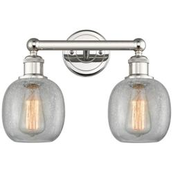 Belfast 15&quot;W 2 Light Polished Nickel Bath Light With Clear Crackle Sha