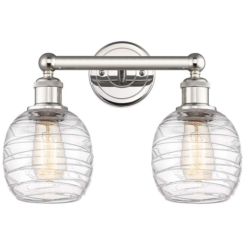 Image 1 Belfast 15"W 2 Light Polished Nickel Bath Light With Deco Swirl Shade