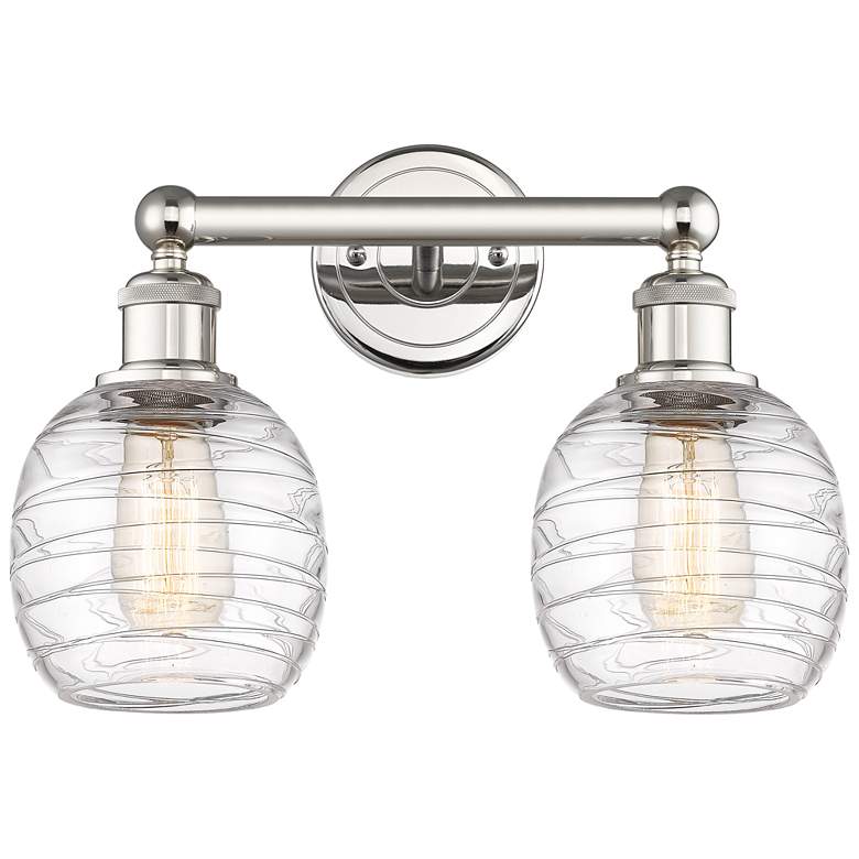 Image 1 Belfast 15 inchW 2 Light Polished Nickel Bath Light With Deco Swirl Shade