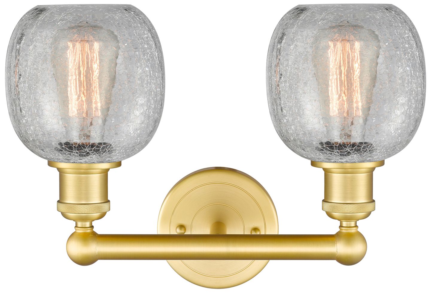 Image 2 Belfast 15"W 2 Light Satin Gold Bath Vanity Light With Clear Crackle S more views