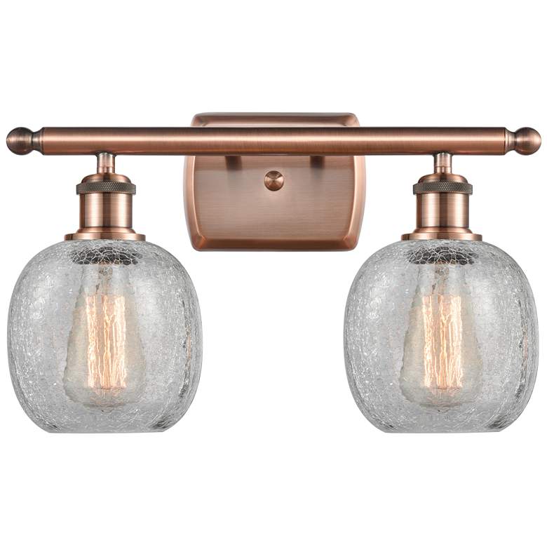 Image 1 Belfast 16" 2-Light Antique Copper Bath Light w/ Clear Crackle Shade