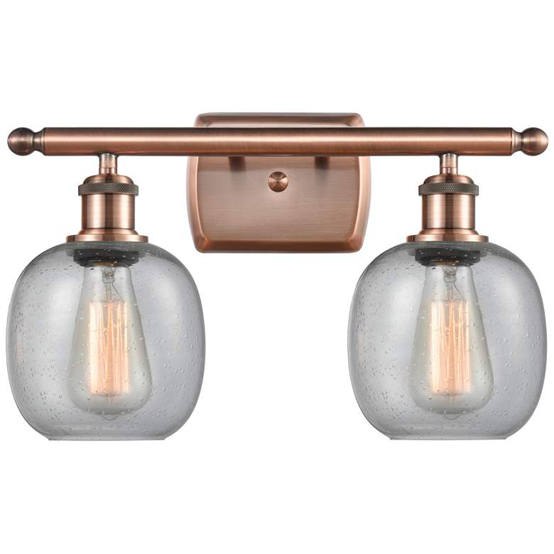 Image 1 Belfast 16" 2-Light Antique Copper Bath Light w/ Seedy Shade