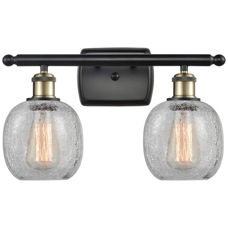 Image 1 Belfast 16" 2-Light Black Antique Brass Bath Light w/ Clear Crackle Sh