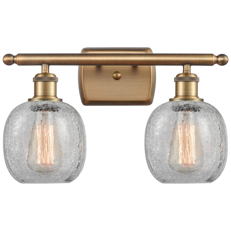 Image 1 Belfast 16" 2-Light Brushed Brass Bath Light w/ Clear Crackle Shade