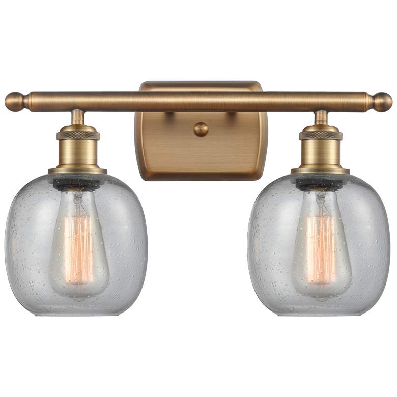Image 1 Belfast 16" 2-Light Brushed Brass Bath Light w/ Seedy Shade