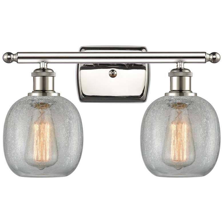 Image 1 Belfast 16" 2-Light Polished Nickel Bath Light w/ Clear Crackle Shade