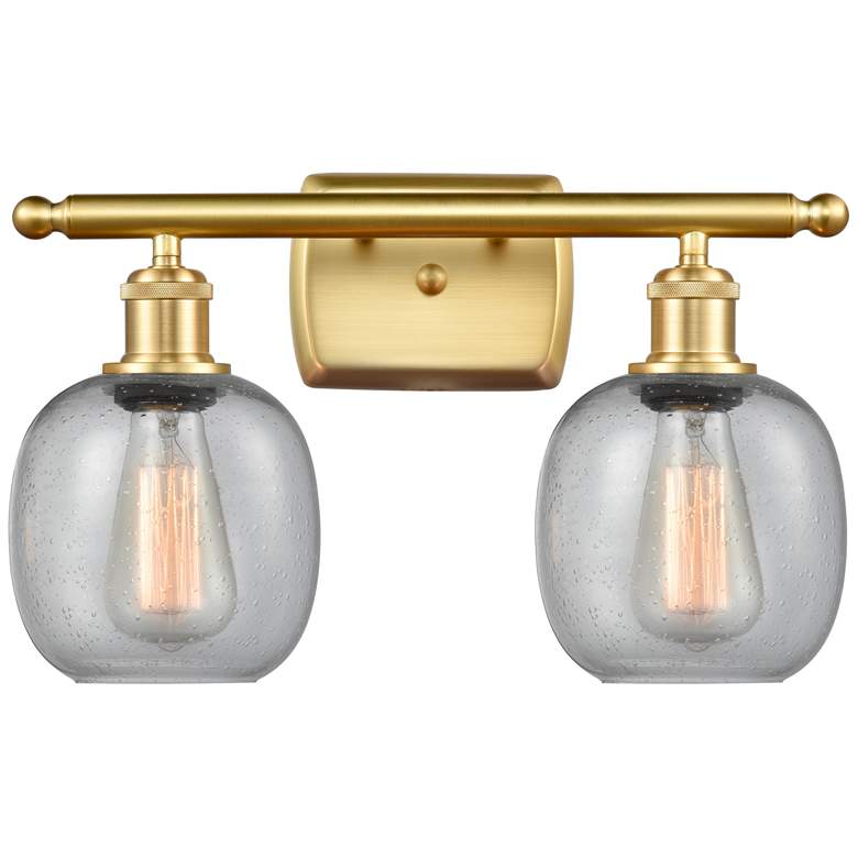 Image 1 Belfast 16" 2-Light Satin Gold Bath Light w/ Seedy Shade