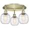 Belfast 17.75"W 3 Light Antique Brass Flush Mount w/ Deco Swirl Glass