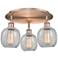 Belfast 17.75"W 3 Light Antique Copper Flush Mount w/ Crackle Glass Sh