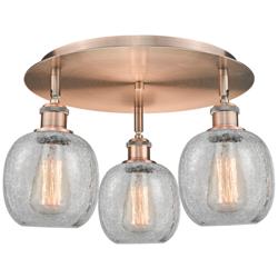 Belfast 17.75"W 3 Light Antique Copper Flush Mount w/ Crackle Glass Sh